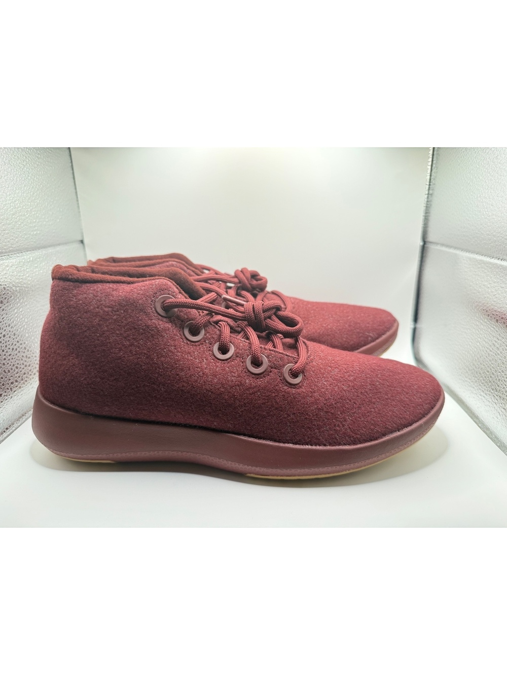 All Birds Men’s 12 Wool Runner Up Mizzle in Burgundy/tan